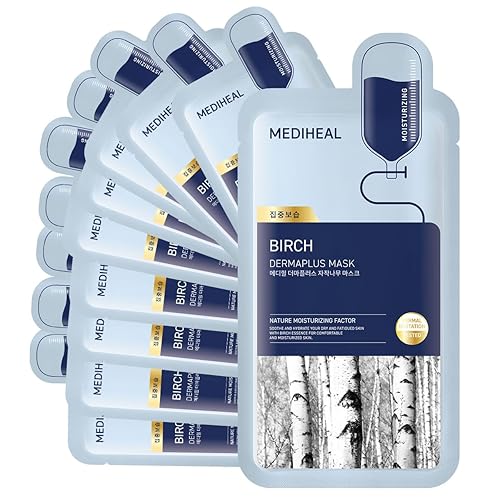 Mediheal Dermaplus Birch Mask - Vegan Daily Hydrating Sheet Mask With Panthenol & Hyaluron, 10 Count