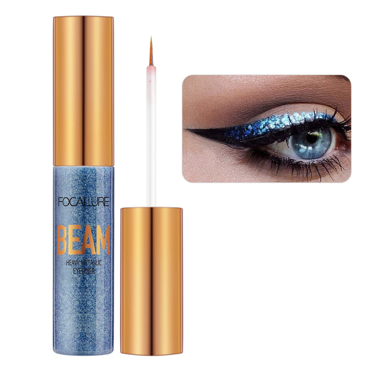 Focallure Beam Eyeliner #03 Galaxy - Waterproof Metallic Glitter Liquid Eye Liner For Party Makeup