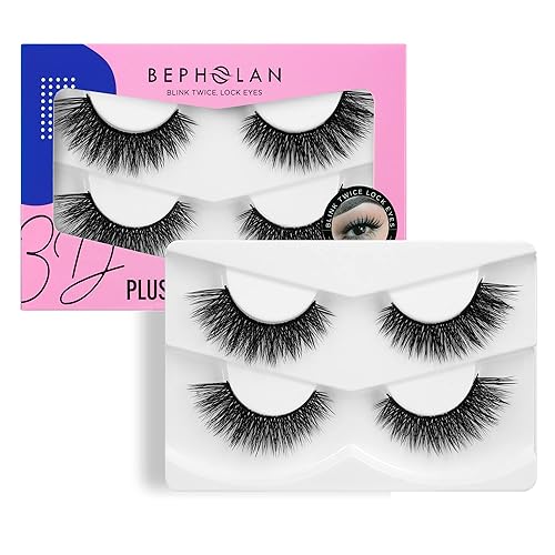 BEPHOLAN 3D Fluffy False Eyelashes - Natural Look, Mega Volume, 2 Pairs, Synthetic Fibers