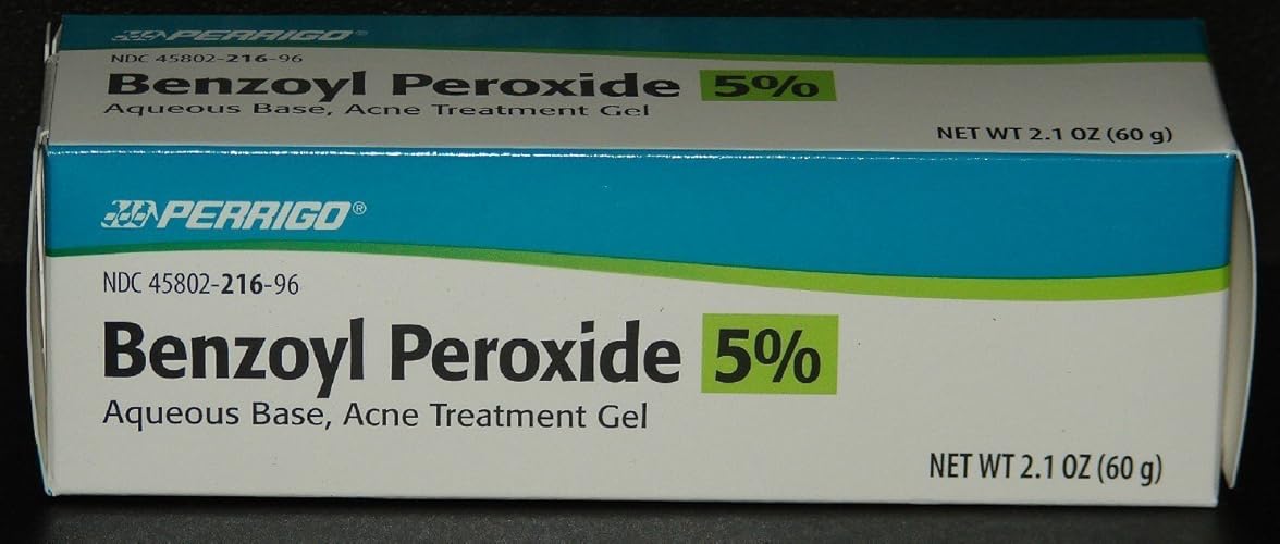 Perrigo Benzoyl Peroxide Acne Treatment Gel 5% - 60G Tube For Clear Skin