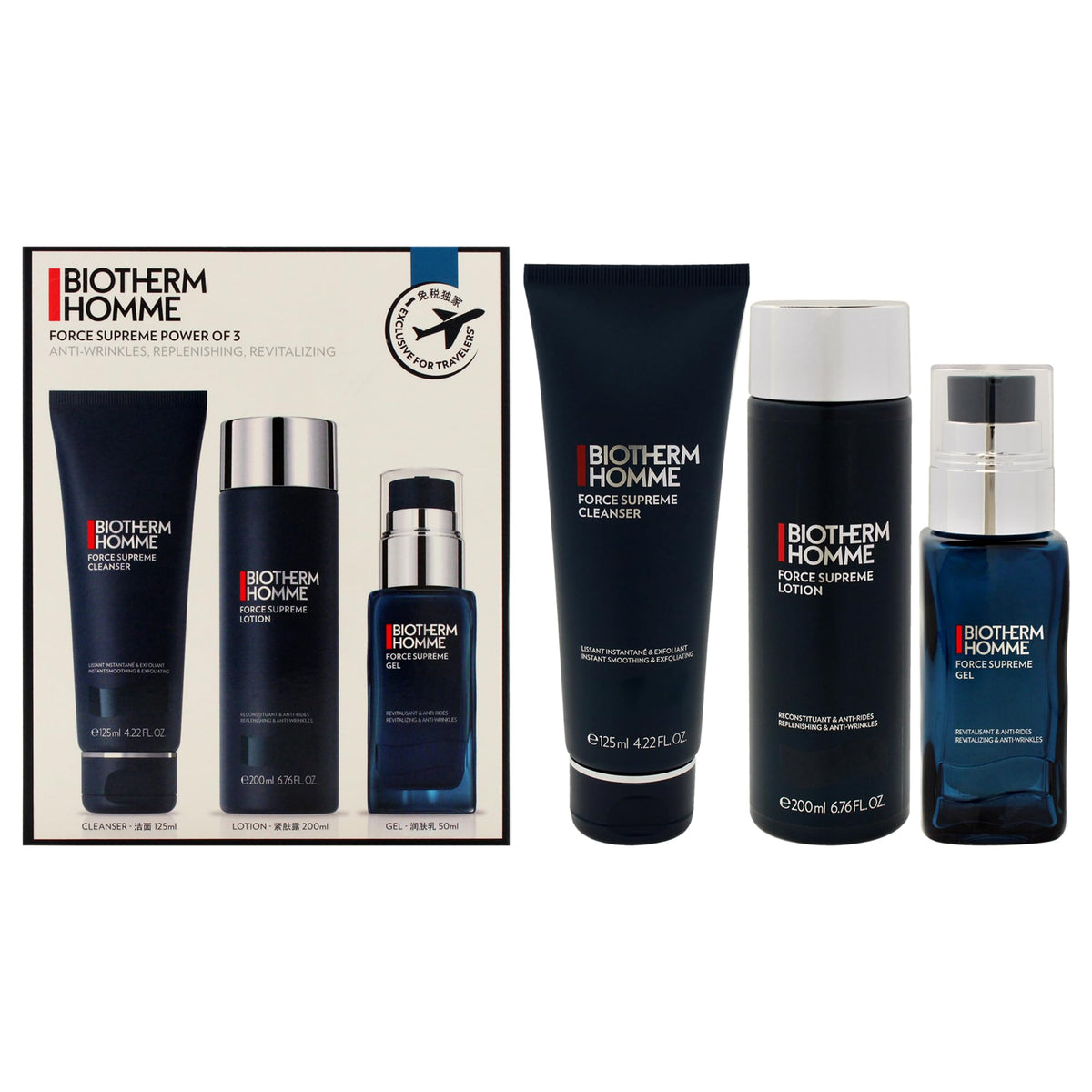 Biotherm Homme Force Supreme Power Set For Men - Cleanser, Lotion & Gel, 3 Pieces