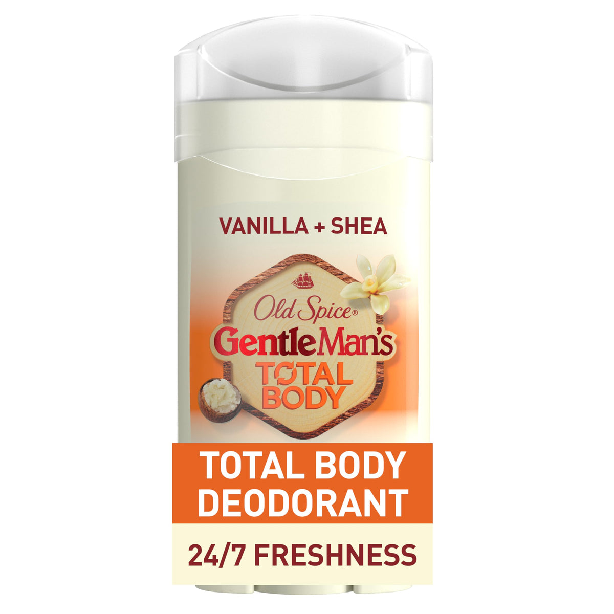 Old Spice Vanilla + Shea Whole Body Deodorant Stick, Aluminum Free, 3 Oz, 24/7 Freshness