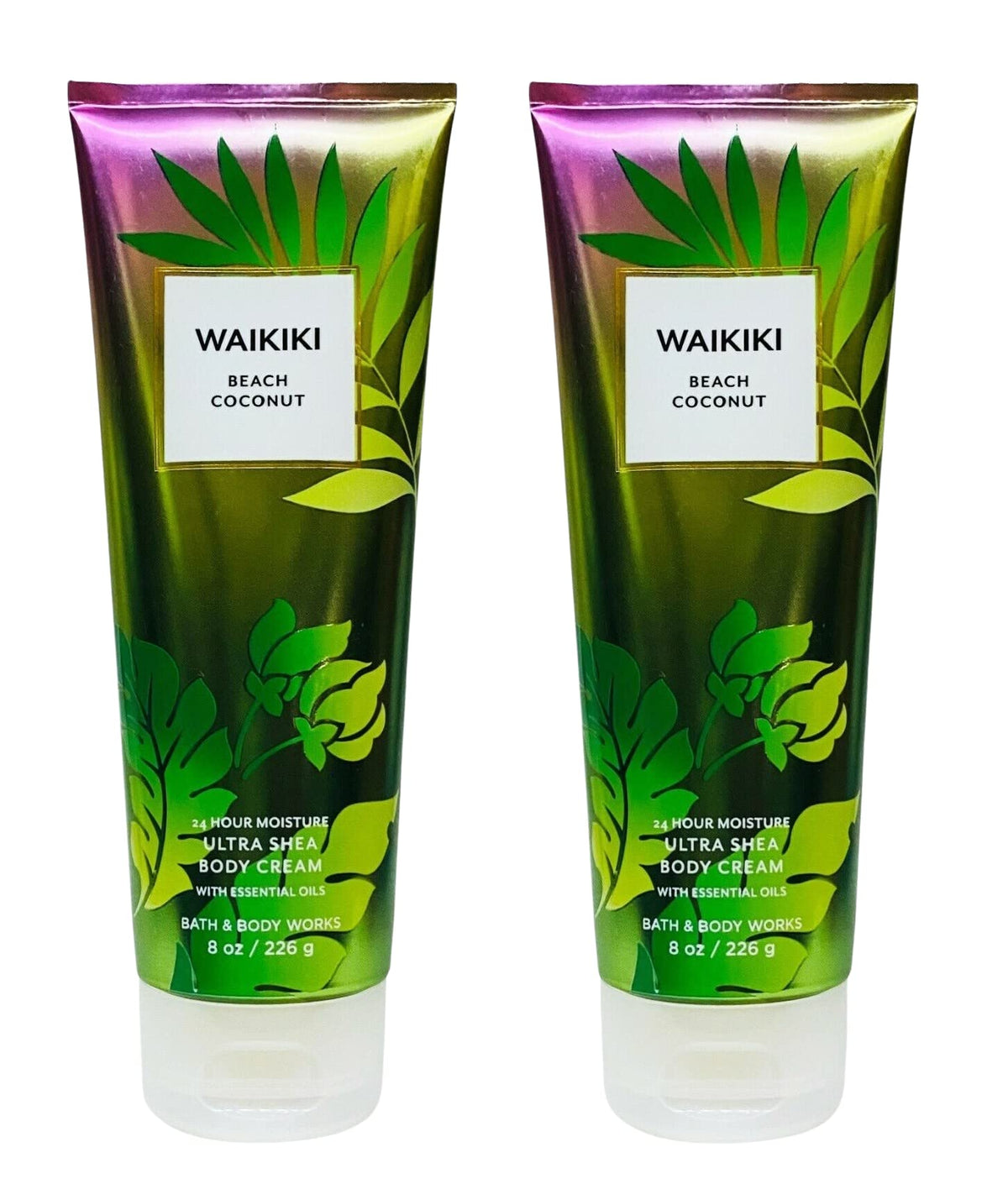 Bath & Body Works Waikiki Beach Coconut Body Cream - 2 Pack Of 8Oz Moisturizer