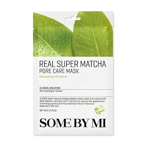 Some By Mi Real Super Matcha Pore Care Mask - Vegan Korean Sheet Mask For Pore Tightening, 10 Pack