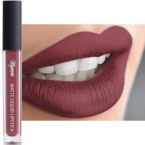 Mynena Maroon Brown Matte Liquid Lipstick - Intense Color, Smudge-Proof, Vegan, 1 Fl Oz