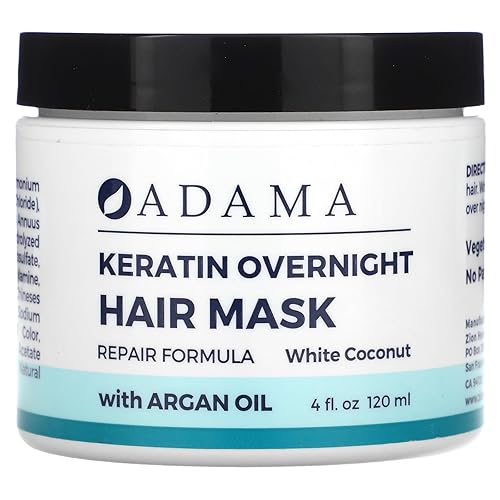 Adama Minerals Keratin Overnight Hair Mask, White Coconut, 4 Fl Oz - Nourishing Treatment