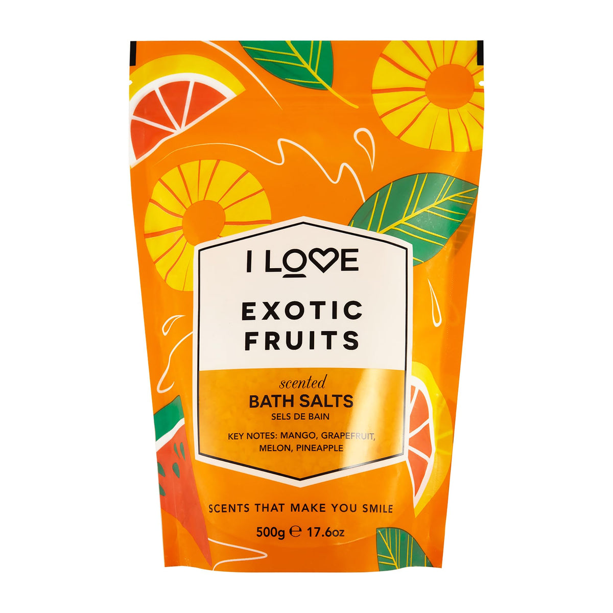 I Love Exotic Fruits Bath Salts - Moisturizing Citrus Soak For Dry Skin - 17.6 Oz