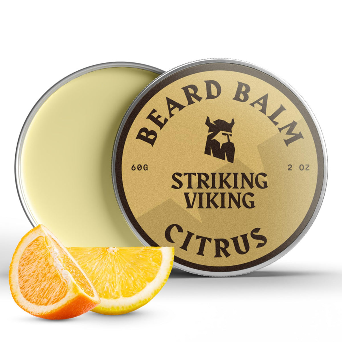 Striking Viking Citrus Scented Beard Balm 2 Oz - 100% Natural Off White Balm