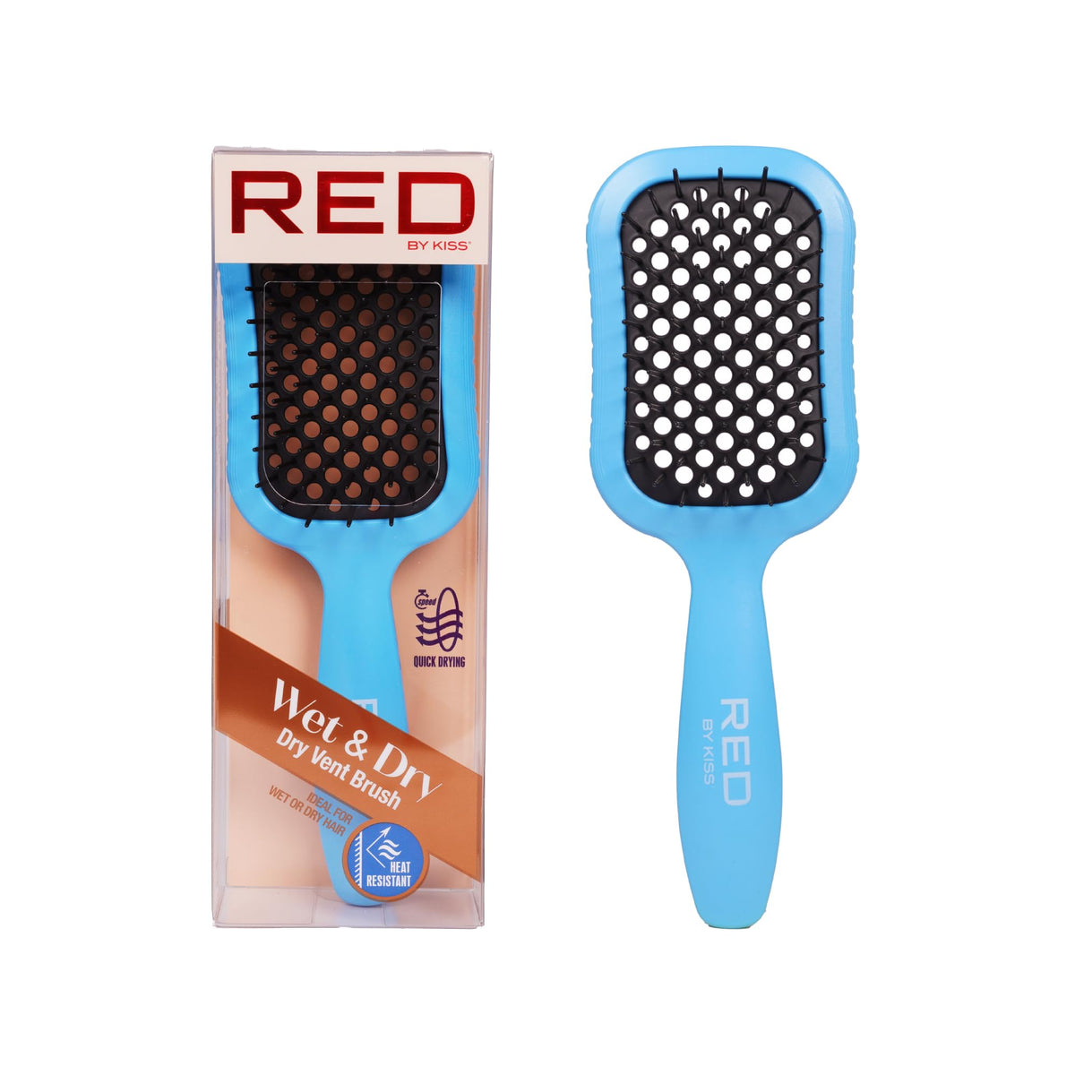 RED by Kiss Blue Heat-Resistant Detangling Hair Brush for Wet & Dry Curly, Thick, Straight Hair