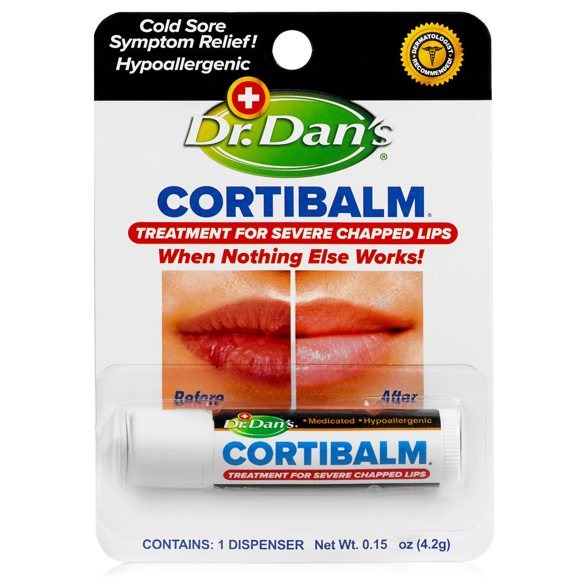 Dr. Dan'S Cortibalm Lip Balm - Healing For Dry, Cracked Lips - 1 Count, Suitable For All Ages