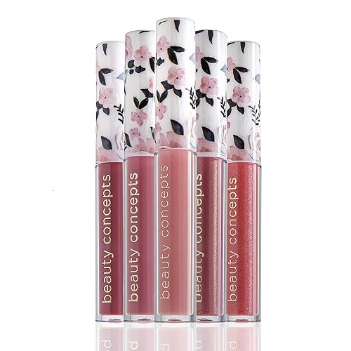 B.C BEAUTY CONCEPTS Lip Gloss Collection - Shimmering Floral Makeup Set, 0.07 Fl Oz