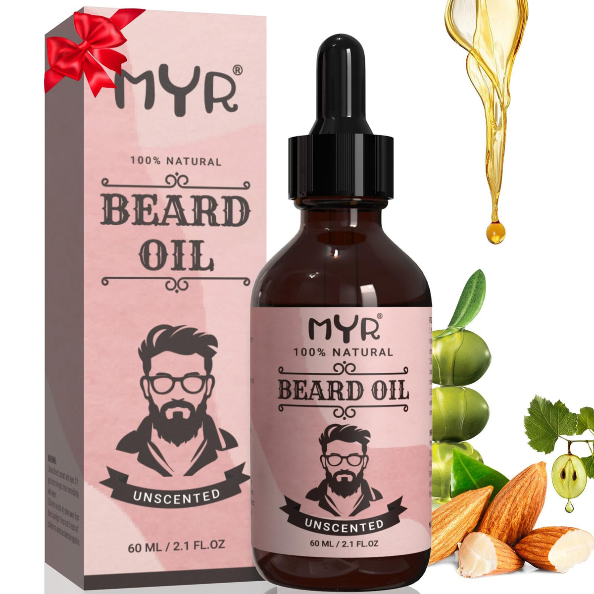 Myr Beard Growth Oil - Conditioner With Sweet Almond & Natural Extracts For Soft, Moisturized Beard