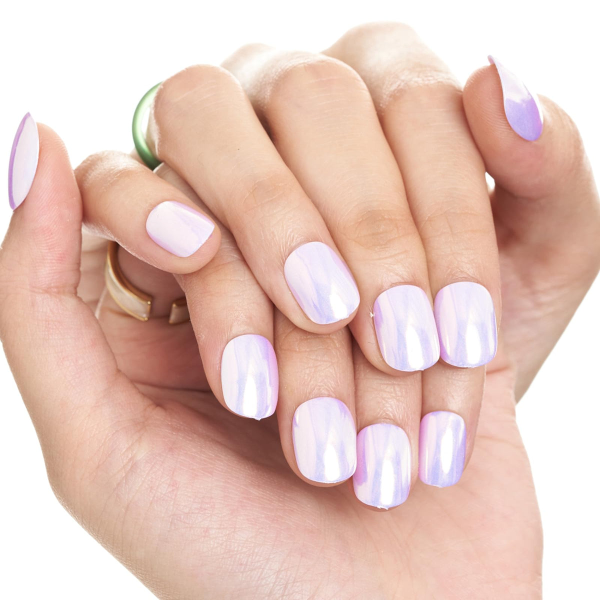 GLAMERMAID Extra Short Squoval Press on Nails, Light Purple Chrome, 24Pcs Reusable Acrylic Kit