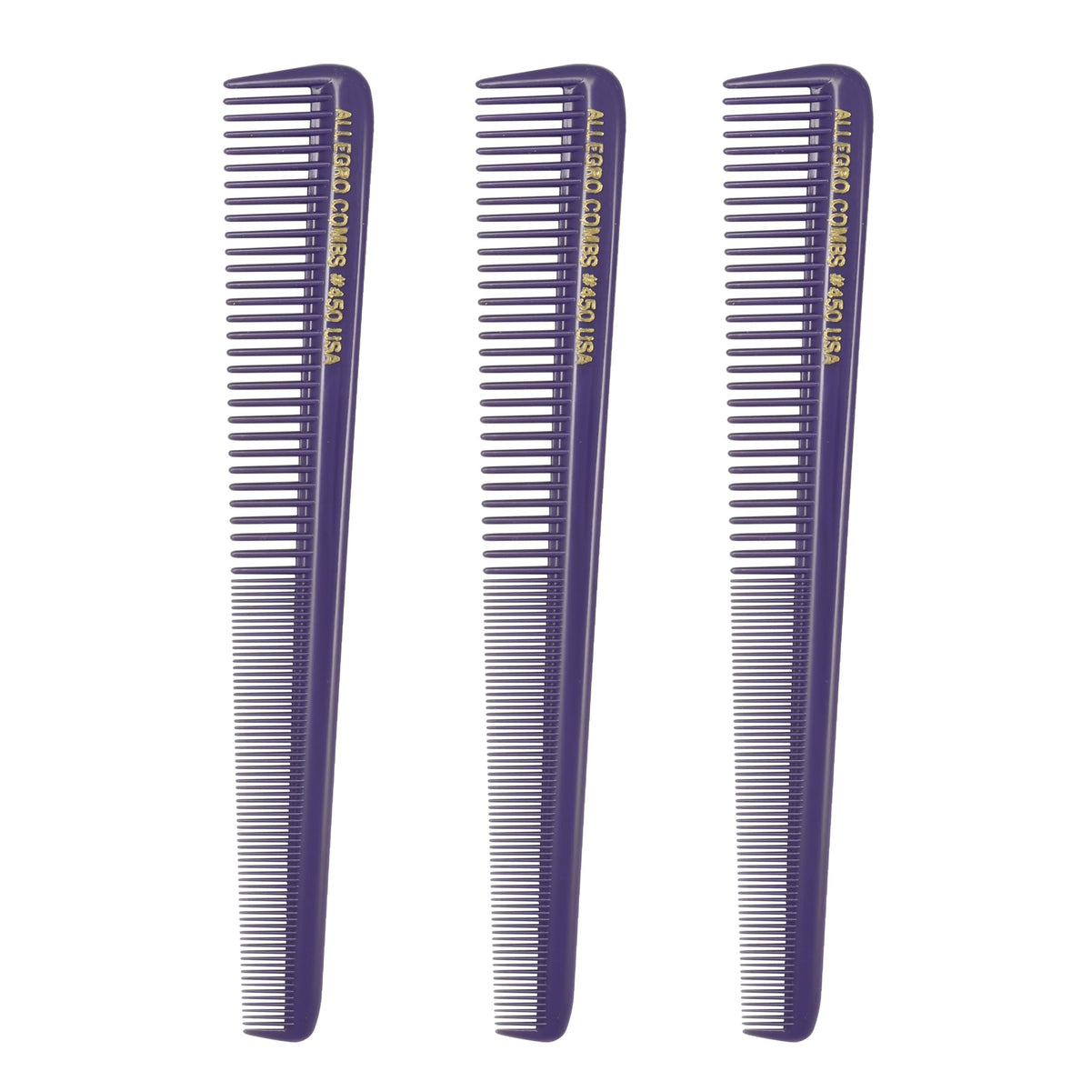 Allegro Combs Tapered Hair Cutting Combs - 7&quot; Purple Barber & Men'S Beard Pocket Combs (3 Pack)