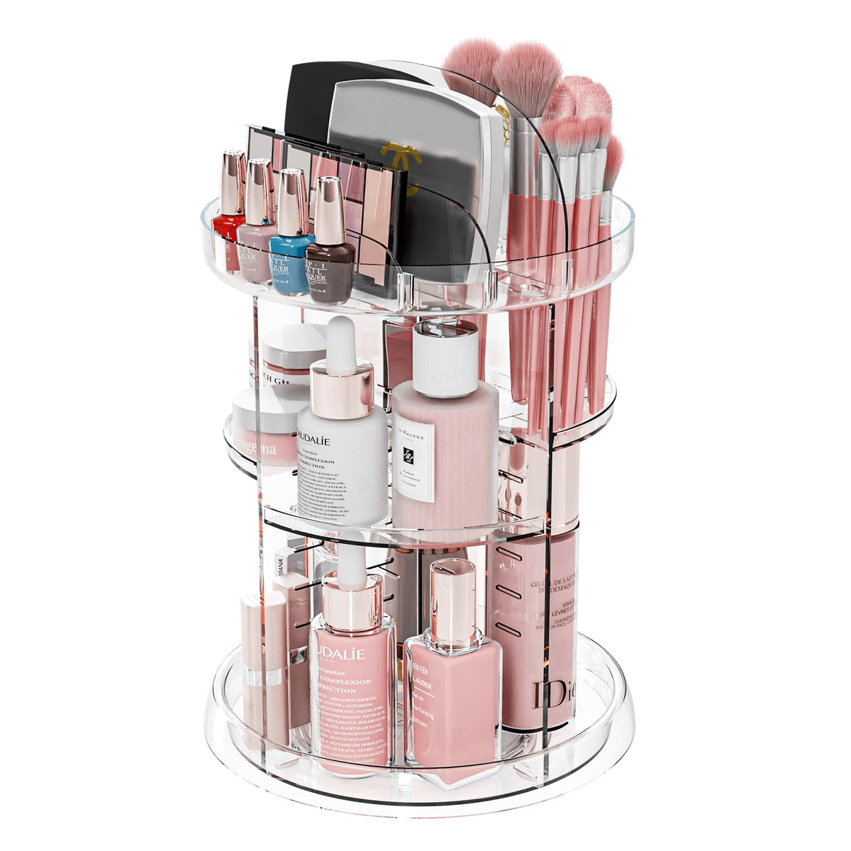 Yieach Clear 360 Rotating Makeup Organizer - 6 Tier Adjustable Cosmetic Display Holder