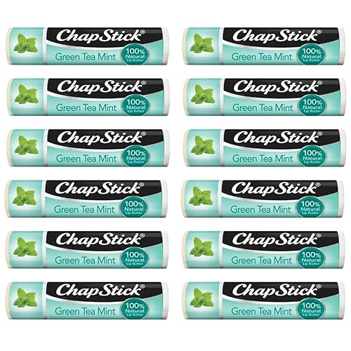 Chapstick 100% Natural Lip Butter, Green Tea Mint, 0.15 Oz - Pack Of 12, Moisturizing Lip