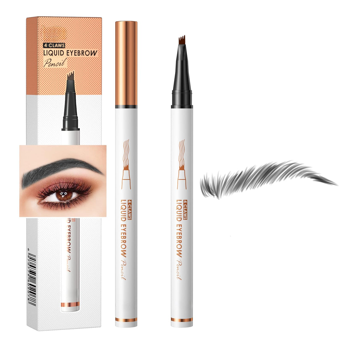 Yulinlon Q707 Waterproof Brow Pen – 4 Tipped Eyebrow Pencil For Natural Defined Brows, Black