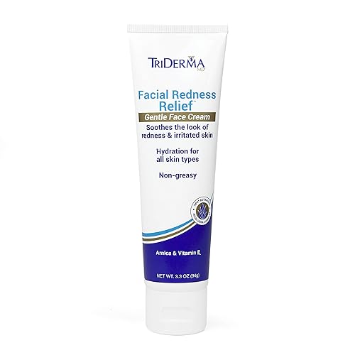 Triderma Facial Redness Relief Cream - 3.3 Ounce Gentle Formula For Sensitive Skin