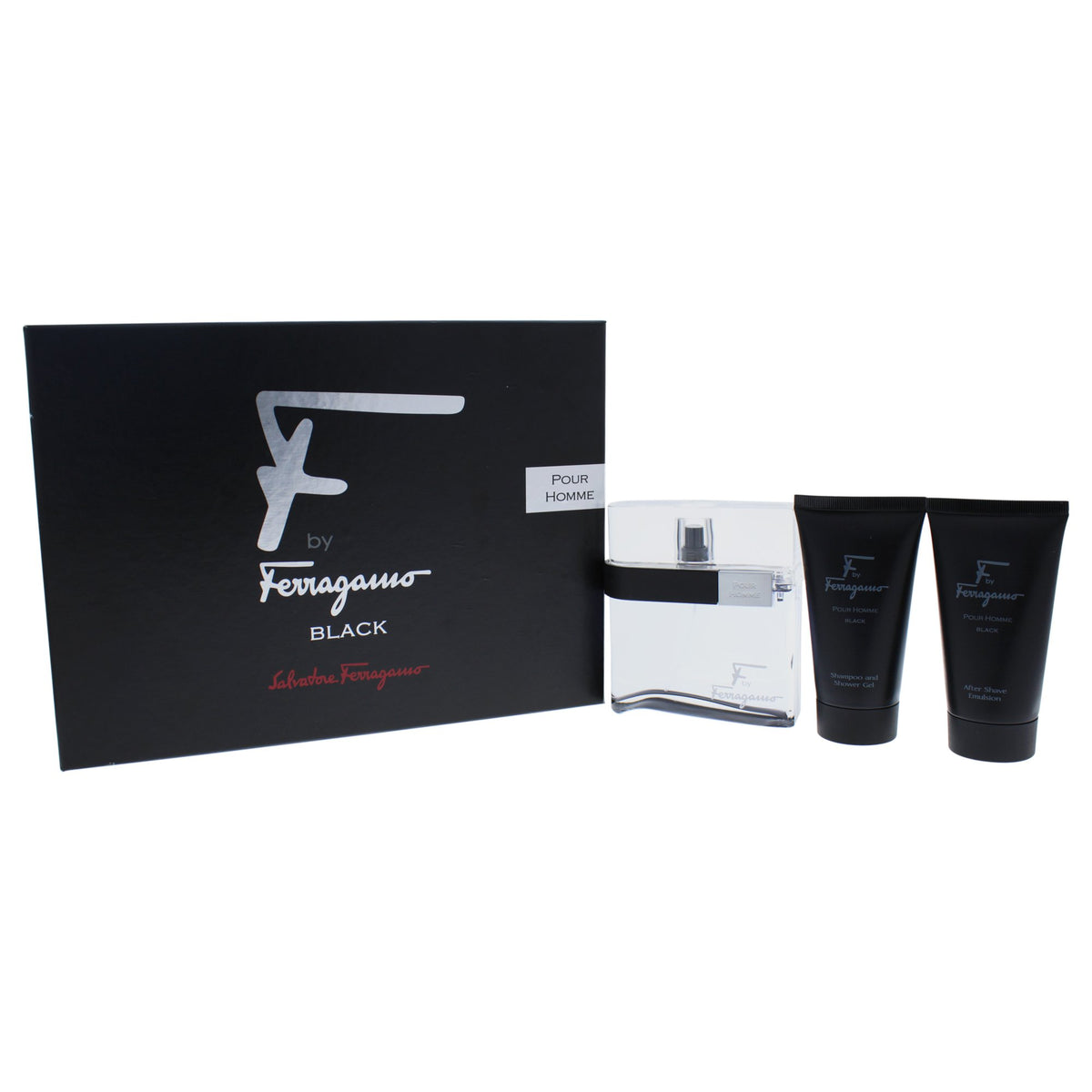 Salvatore Ferragamo 3 Piece F Black Eau De Toilette Gift Set For Men - 1 Count