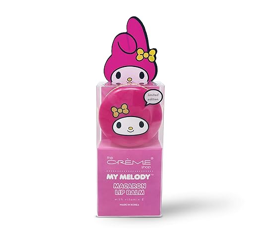 The Crème Shop Hello Kitty Macaron Lip Balm - My Melody Strawberry Ice Cream, Pink, Portable