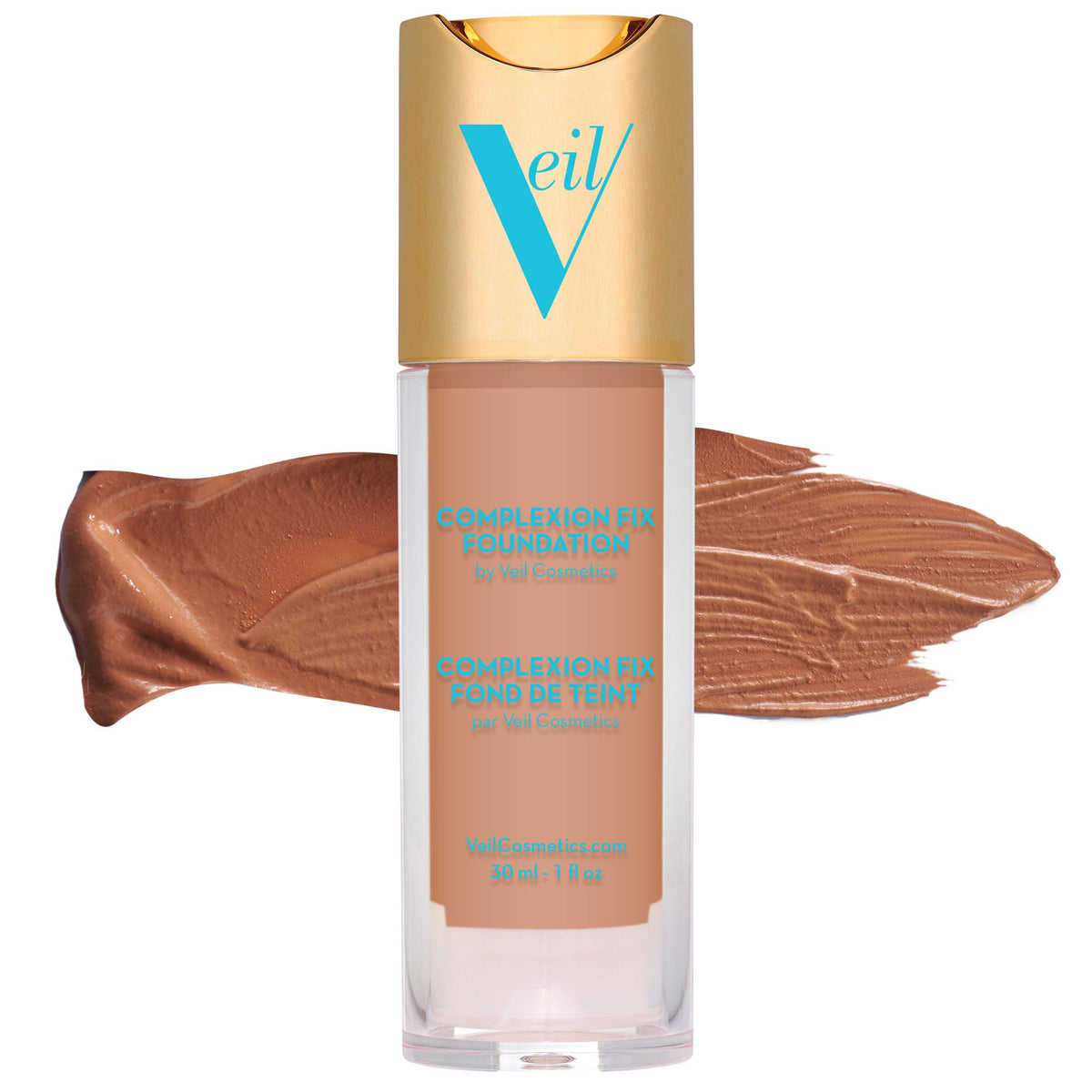 Veil Cosmetics Complexion Fix Liquid Foundation, 4P Tan Pink, Buildable, Water-Resistant, Vegan, 1Oz