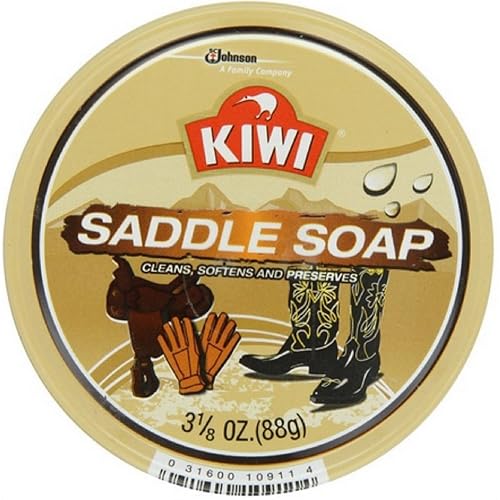 Kiwi Saddle Soap 3.13 Oz (Pack Of 3) - Leather Cleaner & Conditioner, Plastic Container