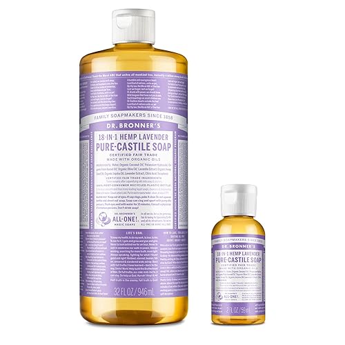 Dr. Bronner'S Lavender Pure-Castile Liquid Soap Bundle – 32 Oz & 2 Oz Travel Bottle