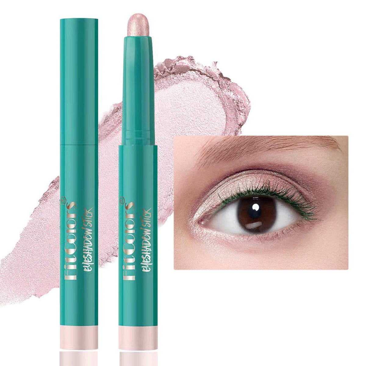 Metiplou Soft Pink Eyeshadow Stick - Waterproof Cream Shimmer Eyeliner, Long Lasting Highlighter