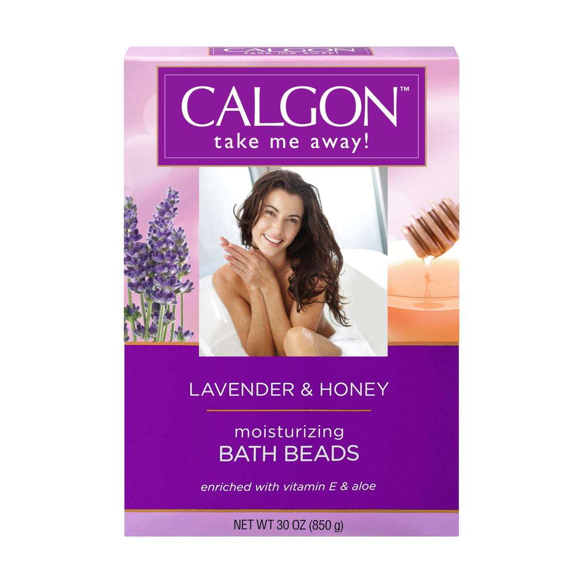 Calgon Ultra-Moisturizing Lavender & Honey Bath Beads, 30 Oz - Purple Spa Soak