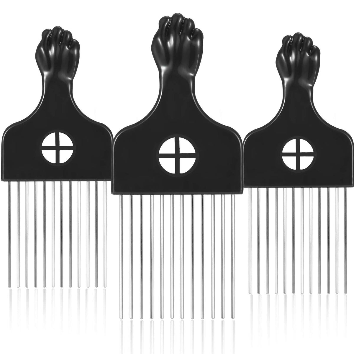 Boao 3 Packs Metal Afro Pick Combs for Curly Hair - Detangling & Styling Tools for Women & Men