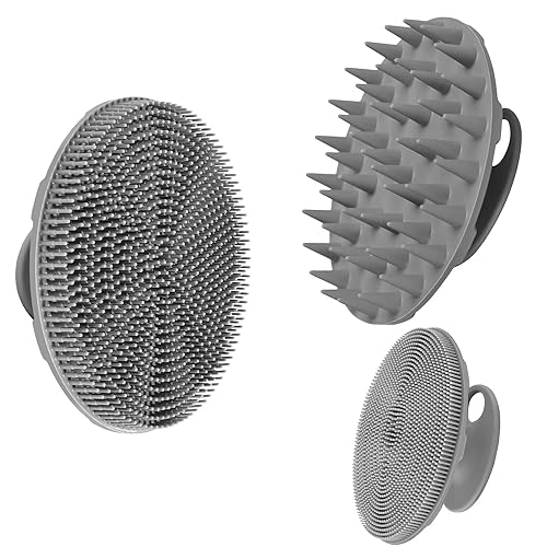 Innerneed Silicone Body Scrubber & Facial Cleansing Brush With Scalp Massager - Gray