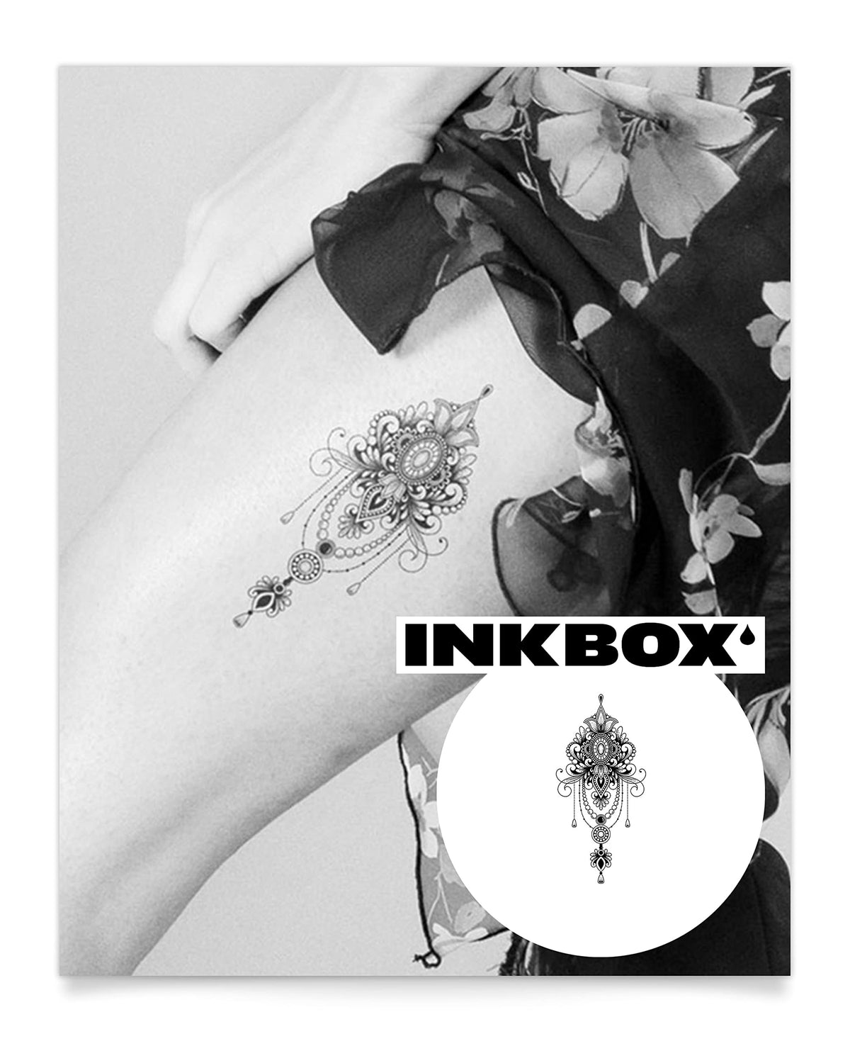 Inkbox Esmeralda Temporary Tattoo - Semi-Permanent, Water-Resistant, Easy Application, 6 X 3 In