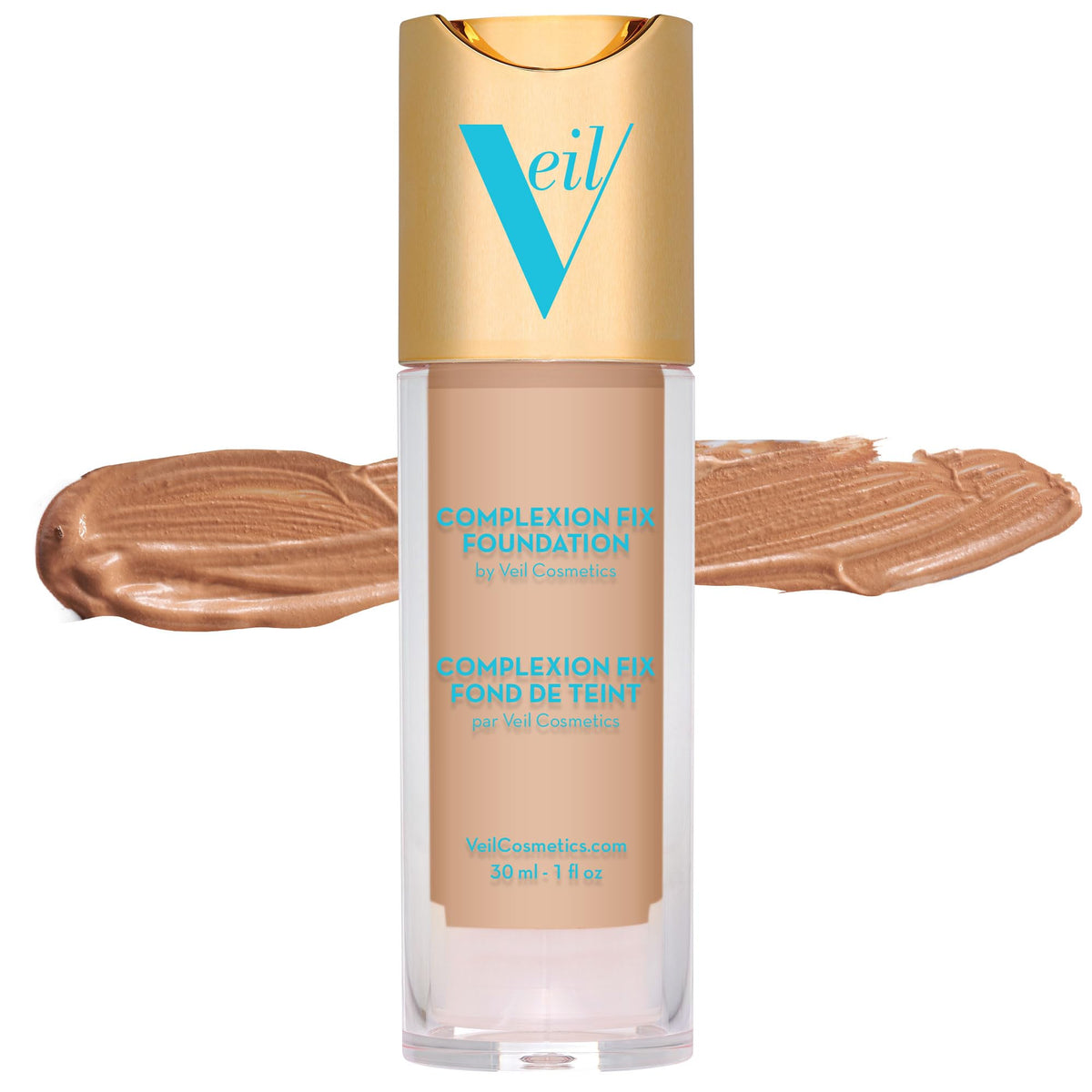 Veil Cosmetics Complexion Fix Foundation - Water-Resistant, Buildable, Oil-Free, 2G Light Gold