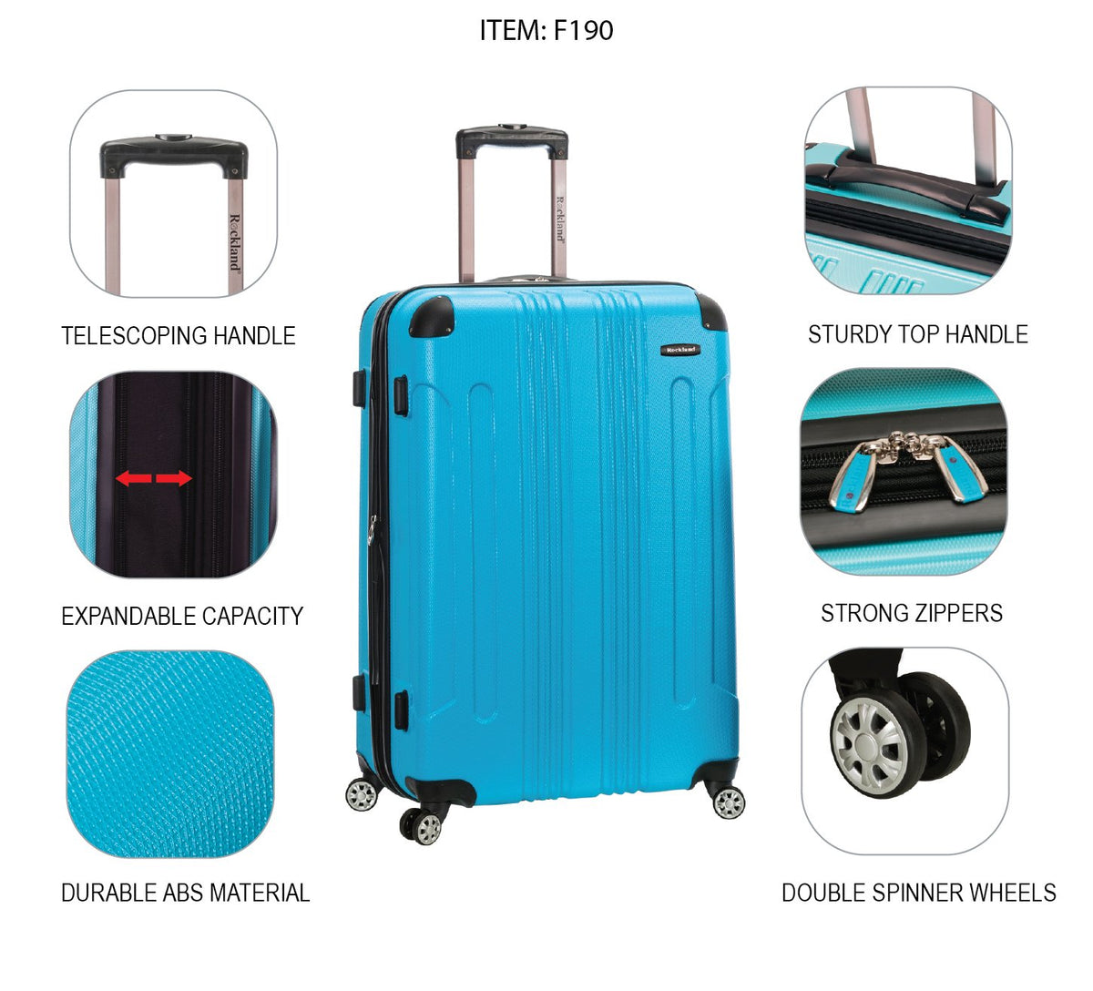 Rockland Purple Hardside Spinner Luggage Set - 3-Piece (20/24/28) - Durable ABS Material