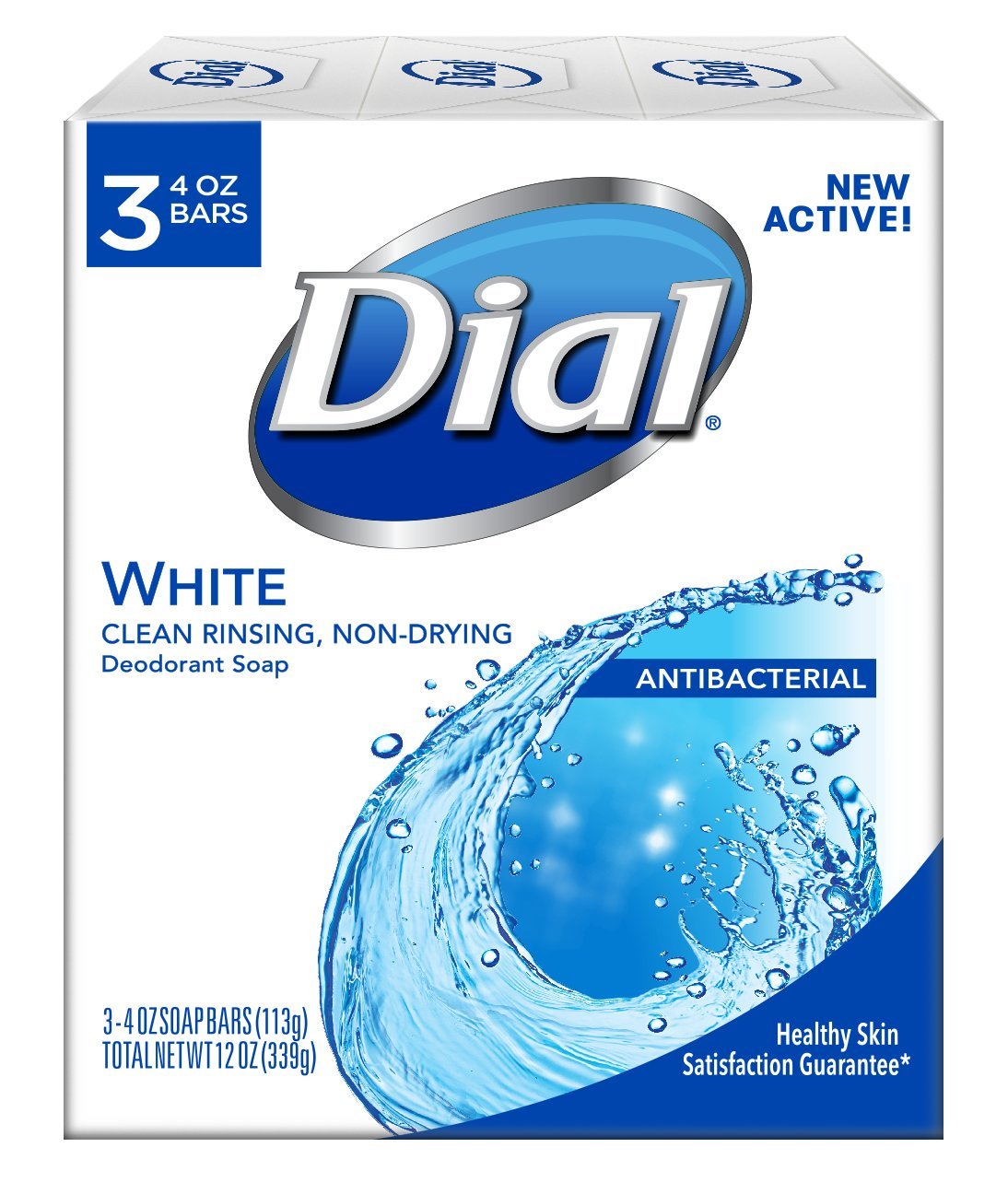 Dial Antibacterial Deodorant Soap, White, 4 Oz (Pack Of 3) - Fresh & Clean Protection