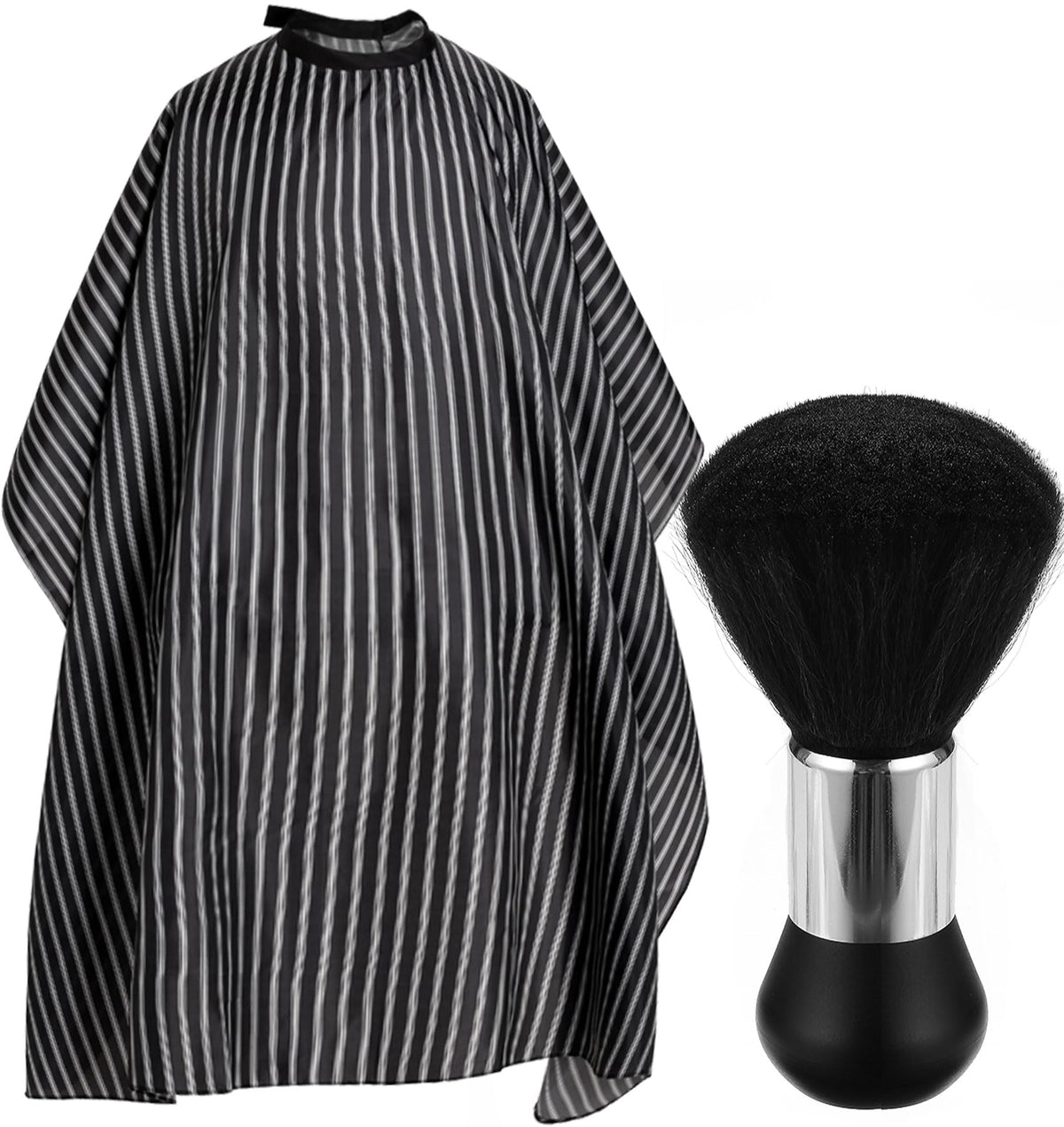 Borogo Waterproof Barber Cape - Snap Closure Hairdressing Apron, Black Stripe Pongee