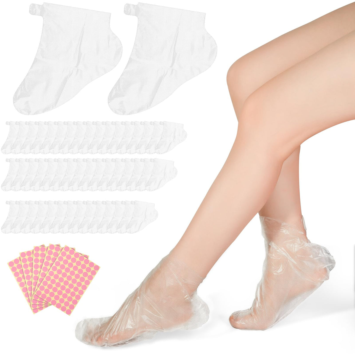 Busoha 300 Pcs Disposable Plastic Foot Socks - Moisturizing Spa Covers For Cracked Heels