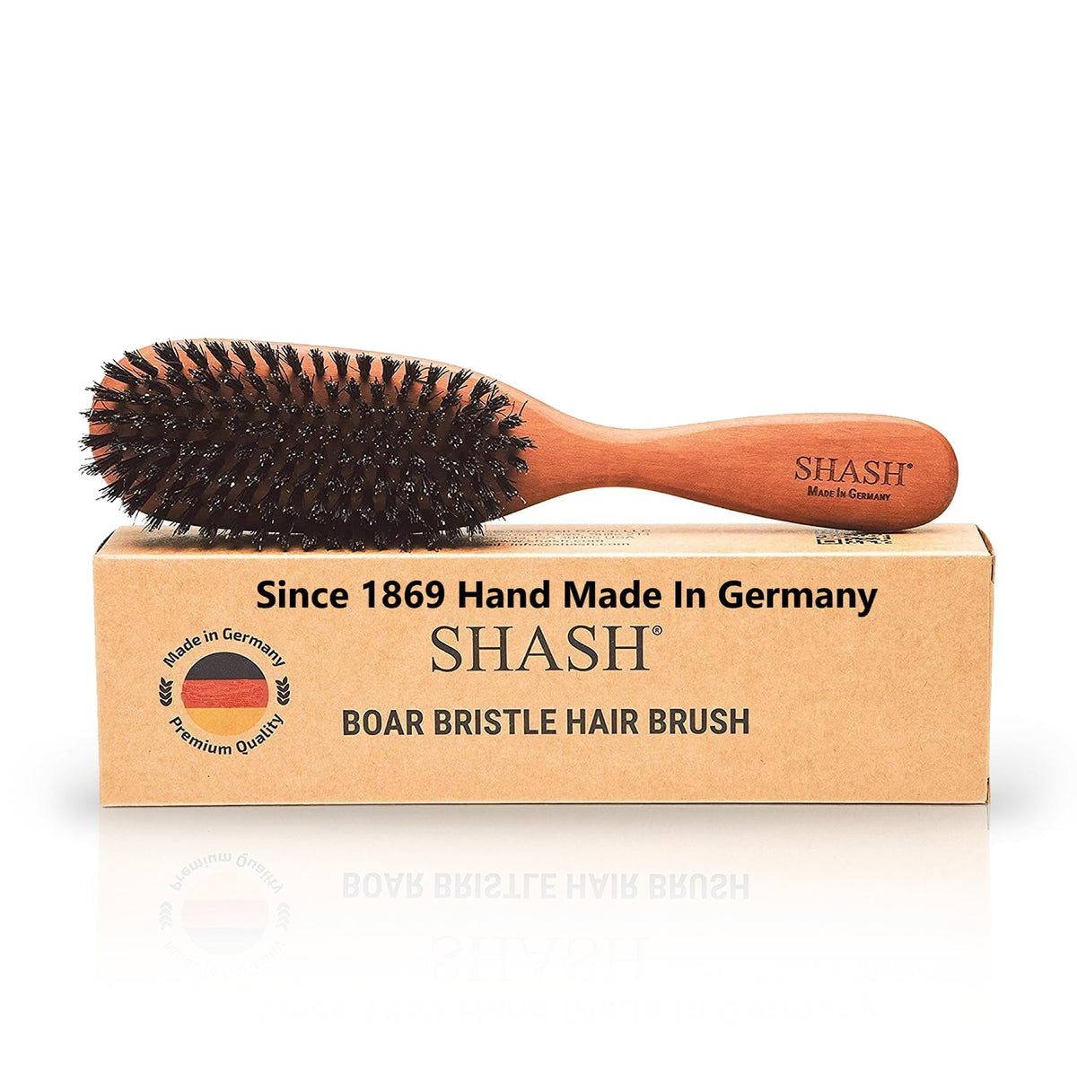 SHASH Classic German Boar Bristle Hair Brush - Conditions Hair, Improves Texture, Exfoliates Scalp