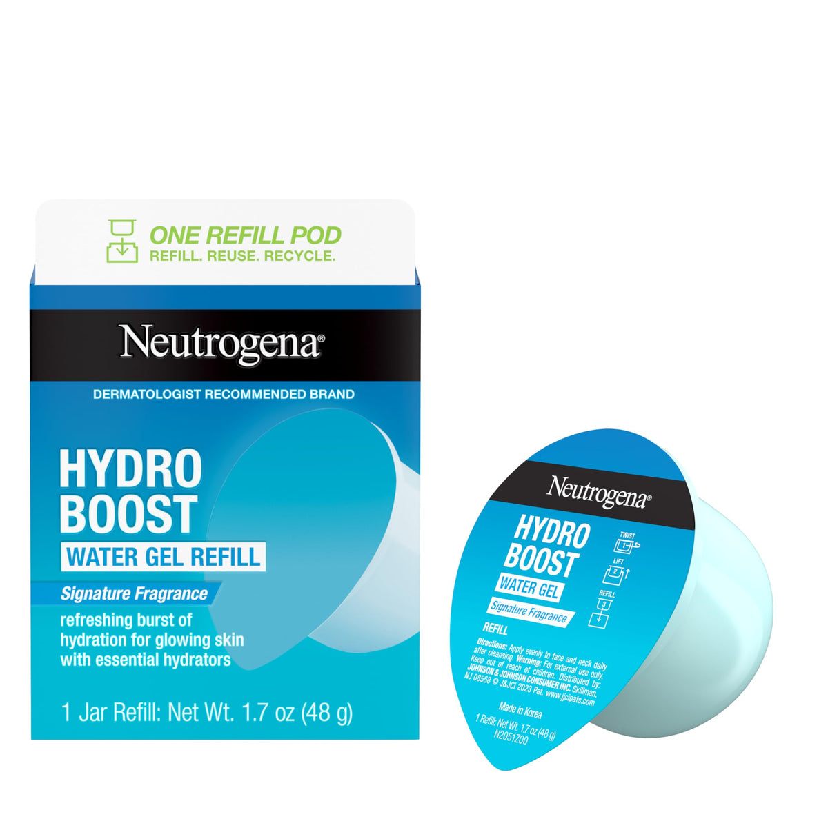 Neutrogena Hydro Boost Water Gel Moisturizer Refill, Hyaluronic Acid, 1.7 Oz, Clear, 2