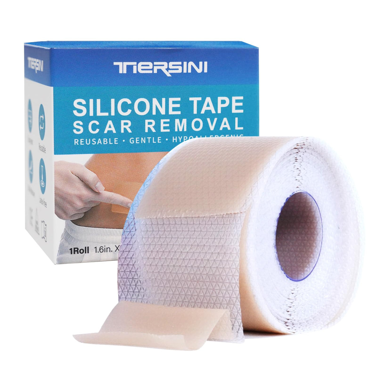 Tiersini Silicone Scar Sheet & Tape - 1.6&quot;X120&quot; Roll For Keloid & Surgical Scar Treatment