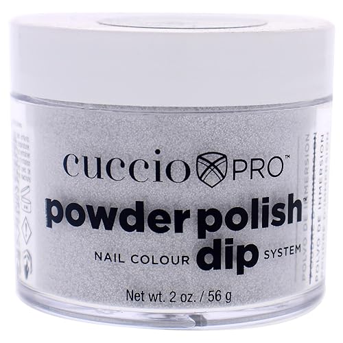 Cuccio Pro Powder Polish Dip - Silver Glitter Nail Lacquer, Easy Application, Non-Toxic, 2 Oz