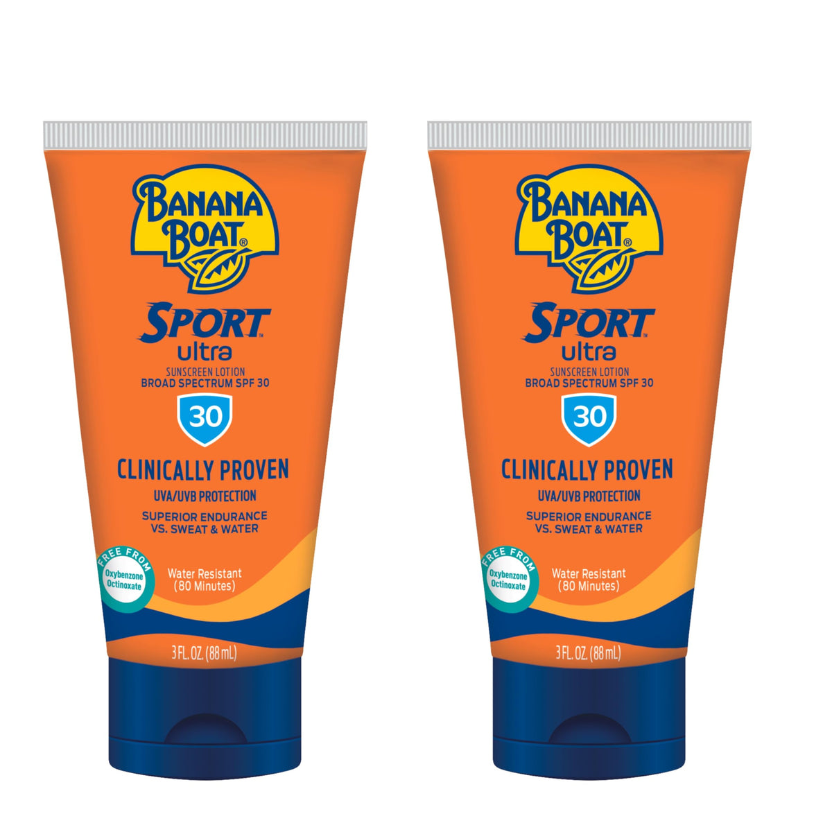 Banana Boat Sport Ultra Sunscreen Lotion Spf 30, 3Oz Twin Pack, Water Resistant, Active Use