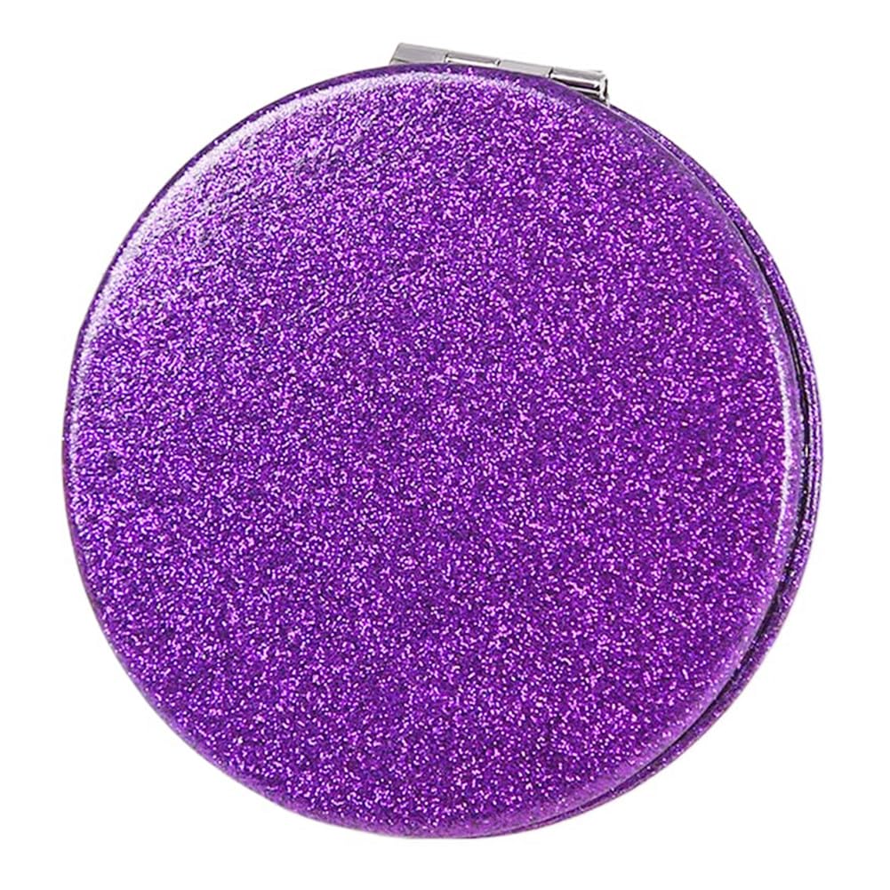 Mpowtech Purple Compact Mirror For Women - Magnifying Glitter Makeup Mirror, Portable 2X1X