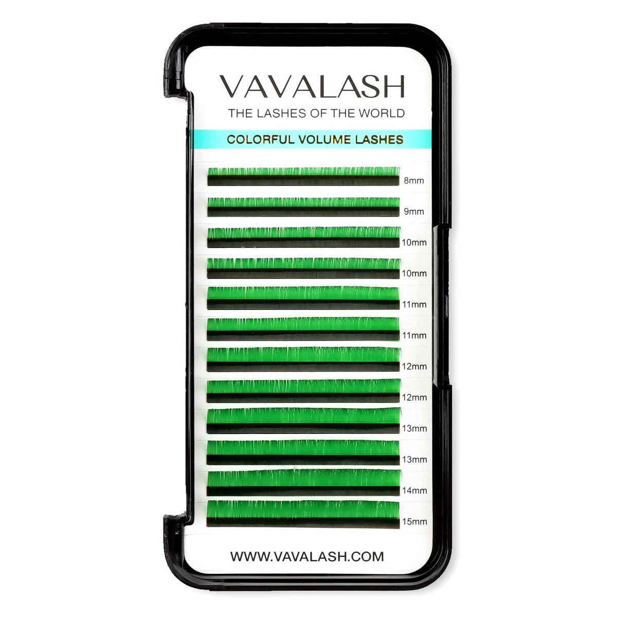 VAVALASH 0.07mm D Curl Green Lash Extensions, 8-15mm Individual Volume Lashes for Salons