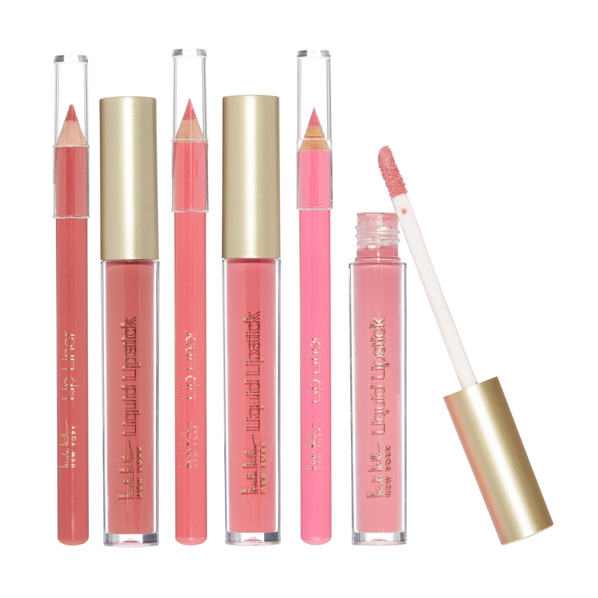 Nicole Miller Liquid Lipstick & Liner Set | 6 Pieces In Various Shades For Long-Lasting Color