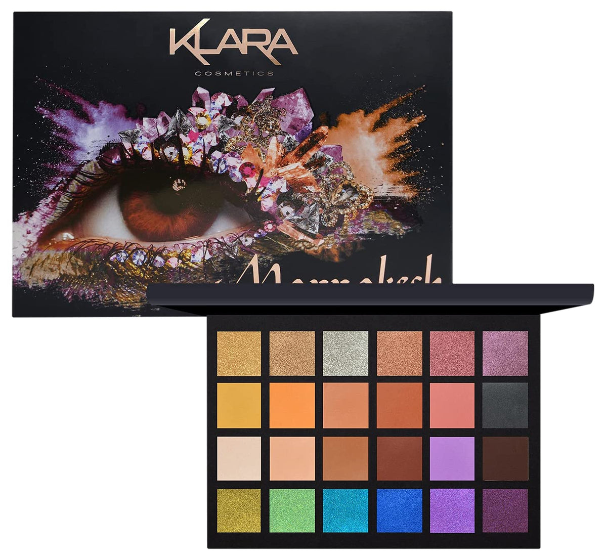 Klara Cosmetics 24 Eyeshadow Palette - Matte, Shimmer & Metallic Finishes - Marrakech 2.5 oz