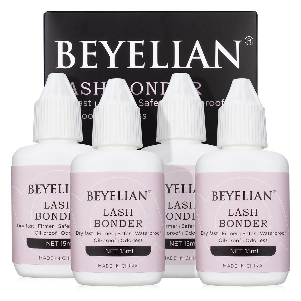 Beyelian Lash Bonder For Eyelash Extensions - Super Bonder, Longer Retention, Low Irritation, 4 Pack