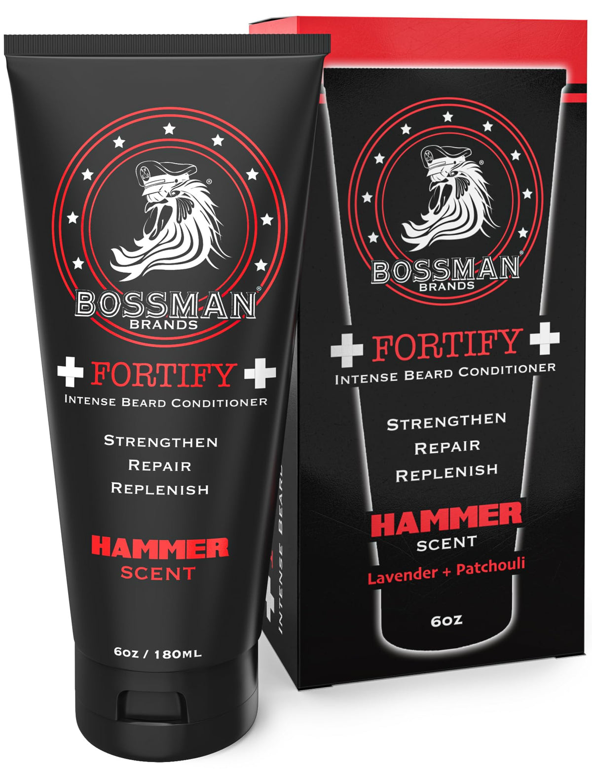 Bossman Fortify Intense Beard Conditioner - Hammer Scent, 4Oz Beard Wash & Moisturizer For Men