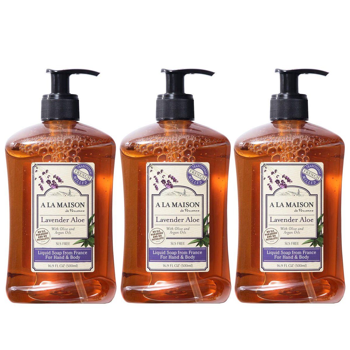 A La Maison Lavender Aloe Liquid Soap, 16.9 Fl Oz - Pack Of 3, Moisturizing Hand Soap