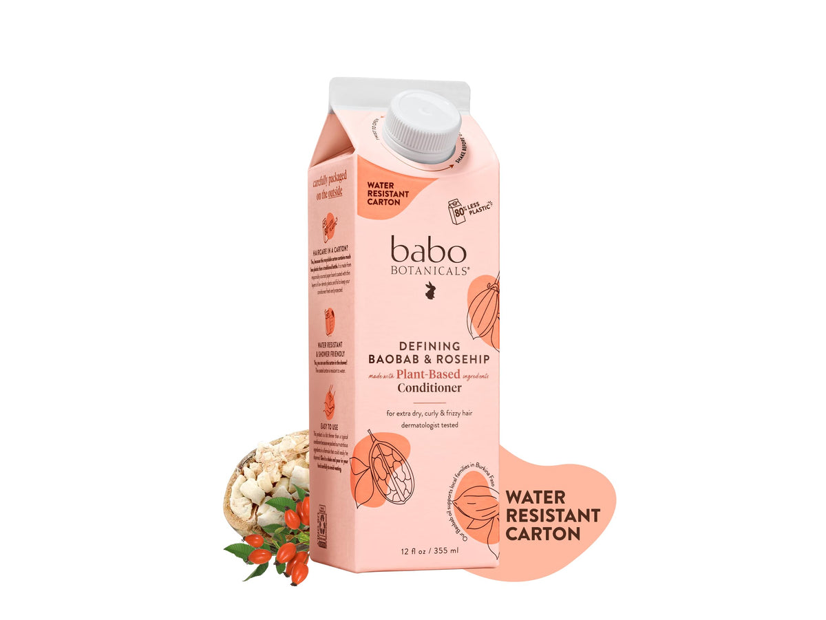 Babo Botanicals Vegan Baobab & Rosehip Conditioner For Extra Dry Curly Hair, 12 Fl Oz